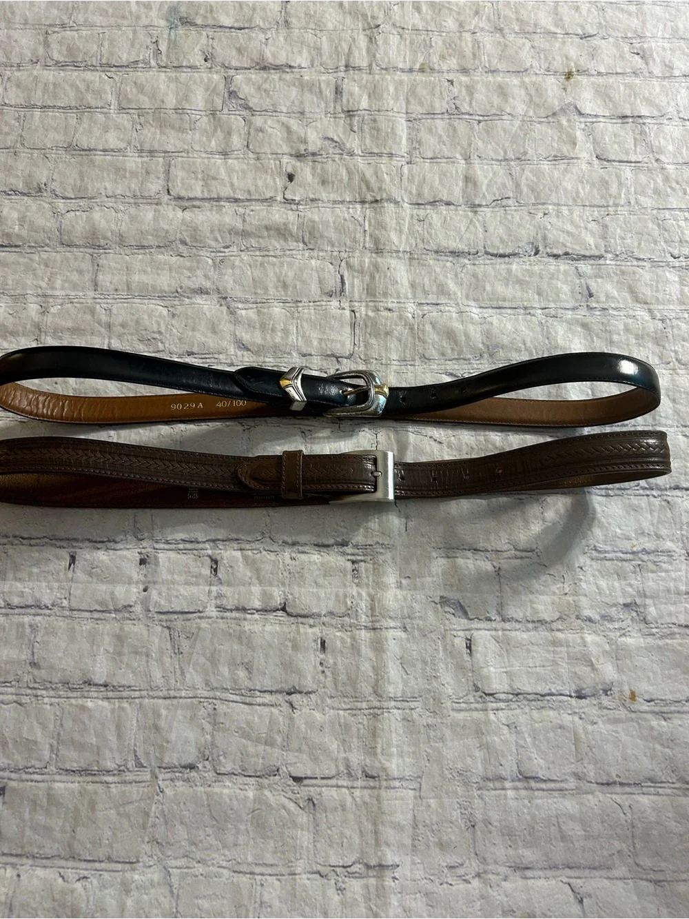 VERO CUOIO BROWN LEATHER ITALY MADE  & BLACK WESTERN FULL GRAIN BELTS
